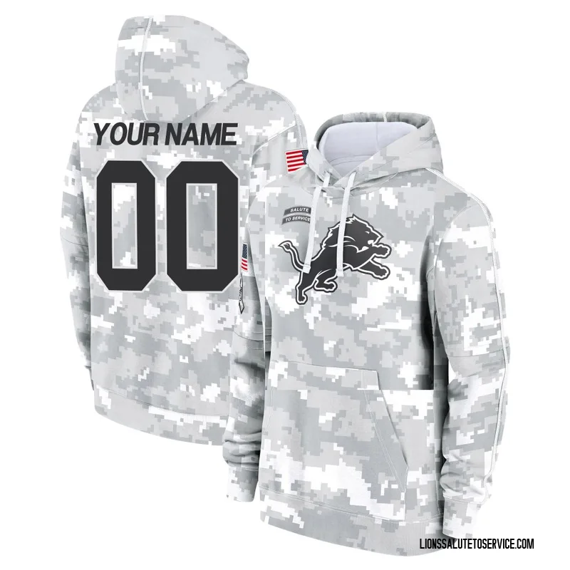 Men's Custom Detroit Lions Camo Arctic 2024 Salute to Service Club Fleece Pullover Hoodie