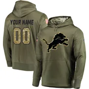 Men's Custom Detroit Lions Olive Salute to Service Pullover Hoodie