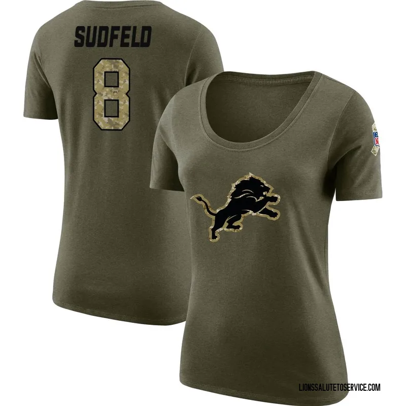 Women's Nate Sudfeld Detroit Lions Legend Olive Salute to Service Scoop Neck T-Shirt