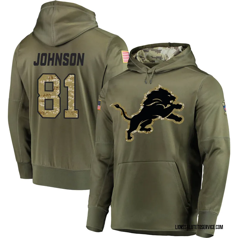 Calvin Johnson Detroit Lions Men's Legend Olive Salute to Service Sideline  Long Sleeve T-Shirt