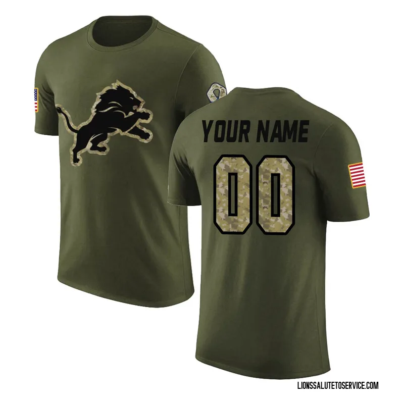 Youth Custom Detroit Lions Legend Olive Salute to Service T-Shirt